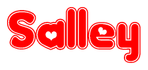 The image displays the word Salley written in a stylized red font with hearts inside the letters.