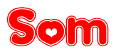 The image displays the word Som written in a stylized red font with hearts inside the letters.