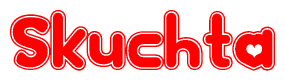The image displays the word Skuchta written in a stylized red font with hearts inside the letters.