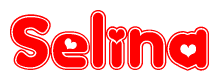 The image displays the word Selina written in a stylized red font with hearts inside the letters.