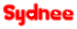 The image displays the word Sydnee written in a stylized red font with hearts inside the letters.