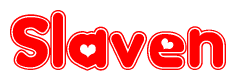 The image displays the word Slaven written in a stylized red font with hearts inside the letters.