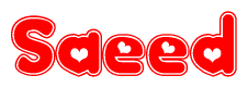 The image displays the word Saeed written in a stylized red font with hearts inside the letters.
