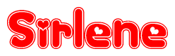 The image is a clipart featuring the word Sirlene written in a stylized font with a heart shape replacing inserted into the center of each letter. The color scheme of the text and hearts is red with a light outline.