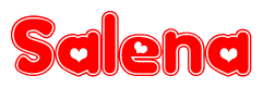   The image displays the word Salena written in a stylized red font with hearts inside the letters. 