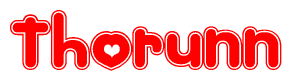 The image displays the word Thorunn written in a stylized red font with hearts inside the letters.