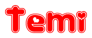 The image displays the word Temi written in a stylized red font with hearts inside the letters.