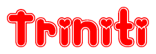 The image displays the word Triniti written in a stylized red font with hearts inside the letters.
