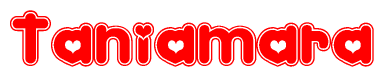 The image displays the word Taniamara written in a stylized red font with hearts inside the letters.