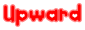 The image is a clipart featuring the word Upward written in a stylized font with a heart shape replacing inserted into the center of each letter. The color scheme of the text and hearts is red with a light outline.