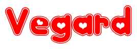 The image displays the word Vegard written in a stylized red font with hearts inside the letters.