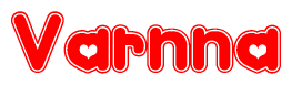 The image displays the word Varnna written in a stylized red font with hearts inside the letters.