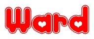 The image is a clipart featuring the word Ward written in a stylized font with a heart shape replacing inserted into the center of each letter. The color scheme of the text and hearts is red with a light outline.