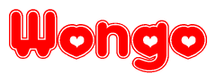 The image displays the word Wongo written in a stylized red font with hearts inside the letters.