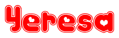 The image displays the word Yeresa written in a stylized red font with hearts inside the letters.