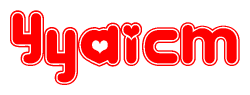 The image displays the word Yyaicm written in a stylized red font with hearts inside the letters.