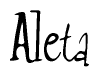 The image contains the word 'Aleta' written in a cursive, stylized font.