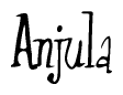 The image is of the word Anjula stylized in a cursive script.