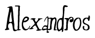 The image is a stylized text or script that reads 'Alexandros' in a cursive or calligraphic font.