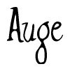 The image contains the word 'Auge' written in a cursive, stylized font.