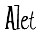 The image contains the word 'Alet' written in a cursive, stylized font.