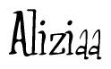 The image contains the word 'Aliziaa' written in a cursive, stylized font.