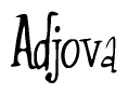 The image contains the word 'Adjova' written in a cursive, stylized font.