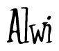 The image contains the word 'Alwi' written in a cursive, stylized font.