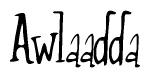 The image contains the word 'Awlaadda' written in a cursive, stylized font.