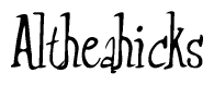 The image contains the word 'Altheahicks' written in a cursive, stylized font.