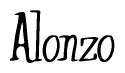 The image is of the word Alonzo stylized in a cursive script.