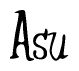 The image contains the word 'Asu' written in a cursive, stylized font.