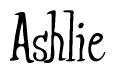 The image is of the word Ashlie stylized in a cursive script.