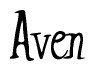 The image is of the word Aven stylized in a cursive script.