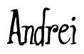 The image is of the word Andrei stylized in a cursive script.