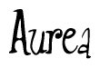 The image is a stylized text or script that reads 'Aurea' in a cursive or calligraphic font.