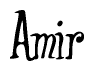 The image contains the word 'Amir' written in a cursive, stylized font.