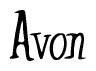 The image is a stylized text or script that reads 'Avon' in a cursive or calligraphic font.