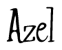 The image is a stylized text or script that reads 'Azel' in a cursive or calligraphic font.