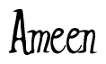 The image contains the word 'Ameen' written in a cursive, stylized font.