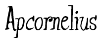 The image contains the word 'Apcornelius' written in a cursive, stylized font.