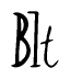 The image is a stylized text or script that reads 'Blt' in a cursive or calligraphic font.