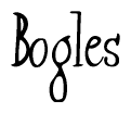 The image contains the word 'Bogles' written in a cursive, stylized font.