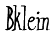 The image contains the word 'Bklein' written in a cursive, stylized font.
