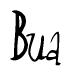The image is a stylized text or script that reads 'Bua' in a cursive or calligraphic font.