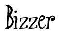 The image is of the word Bizzer stylized in a cursive script.