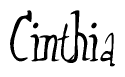 The image contains the word 'Cinthia' written in a cursive, stylized font.