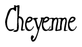 The image is of the word Cheyenne stylized in a cursive script.