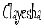 The image is a stylized text or script that reads 'Clayesha' in a cursive or calligraphic font.