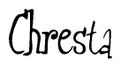 The image contains the word 'Chresta' written in a cursive, stylized font.